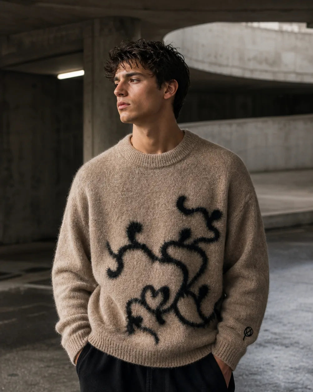 Mohair Sweater — campaign portrait showing relaxed Mohair Sweater fit
